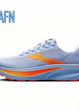 Scarpe da corsa professionali in tessuto jacquard ultra-traspirante, con suola ondulata ad alta reattività per allenamento maratona e corsa a lunga distanza intensiva.