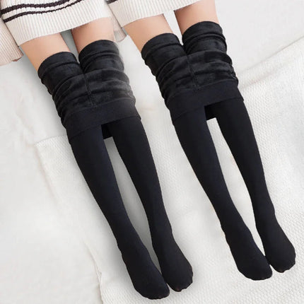 1/2pcs Winter Warm Thick Fleece Pantyhose Women Ladies Thermal Elastic Velvet Tights Stretchy High Waist Leggings Stockings PlatiNum