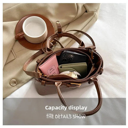 Fashionable Versatile Small Square Bag Women's Retro Crossbody Commuter Bag Ladies Handbag Soft Material Autumn Winter New Model PlatiNum