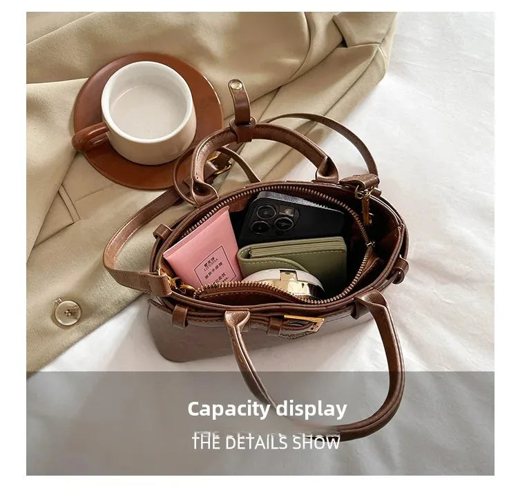 Fashionable Versatile Small Square Bag Women's Retro Crossbody Commuter Bag Ladies Handbag Soft Material Autumn Winter New Model PlatiNum