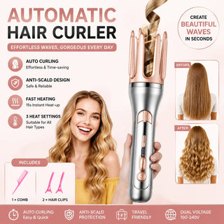 Automatic Curling Iron 32mm Ceramic Hair Curler Negative Ion Rotating Curling Wand Anti Tangle Hair Styling Tool
