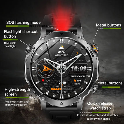 Military Grade Sapphire Smart Watch HeartRate SO2 BT5.3 Call Custom dial Smartwatch for Men Breathable Band Sports watch 1400mAh