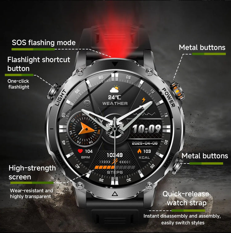 Military Grade Sapphire Smart Watch HeartRate SO2 BT5.3 Call Custom dial Smartwatch for Men Breathable Band Sports watch 1400mAh