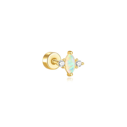 CANNER 1PC 925 Sterling Silver Exquisite Crown Opal Piercing Earring for Women Ear Studs Cartilage Earring Body Jewelry Gift PlatiNum