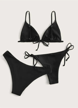 Bikini nero Costume da bagno estremo Triangolo Costumi da bagno sexy String 3 pezzi Bikini Set Costume da bagno donna Beach Tangas Biquinis Feminino platinumshop