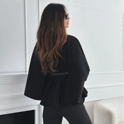 Women Single Buckle Batwing Sleeve Coat Autumn Winter Elegant Lady Tweed Waist Cinching Poncho Trend Thick Warm Loose Outwear