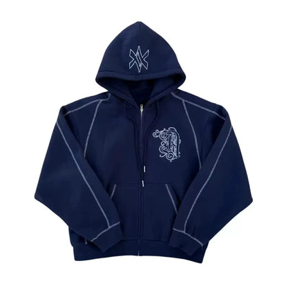 American Y2K Casual Zipper Hoodie Sweatpant Two Piece Set HipHop Oversized Embroidery Sweatshirts Men Women Casual Pants PlatiNum