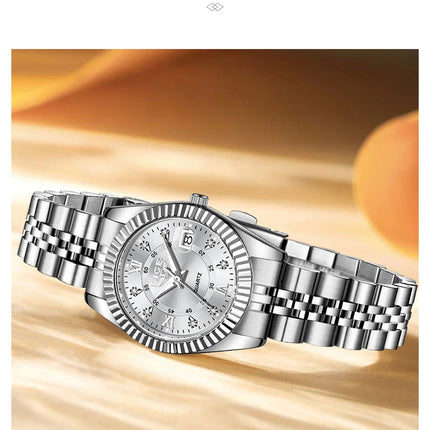 Orologio da Polso LIGE di Lusso con Strass per Donna, Cinturino in Acciaio Inossidabile, Movimento al Quarzo, Regalo, Reloj Mujer platinumshop
