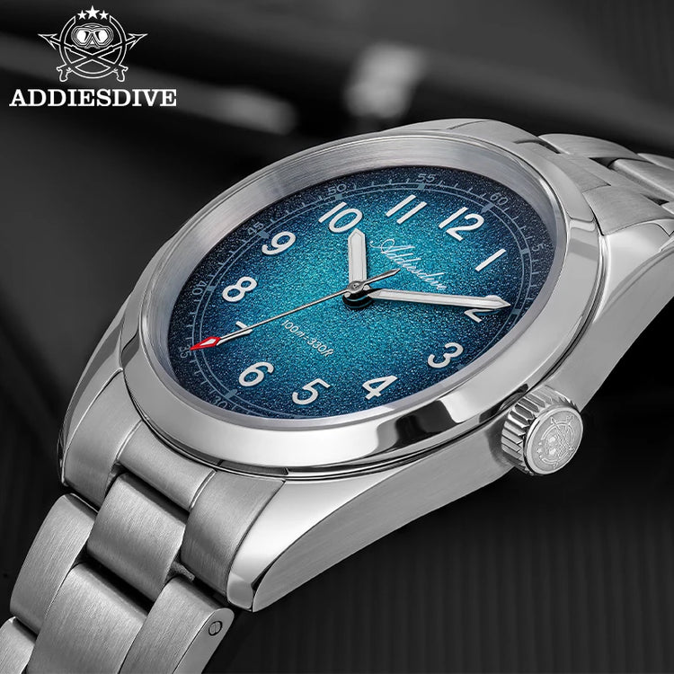 ADDIESDIVE Men's Vintage Quartz Watch 100M Waterproof Sapphire Glass Super Luminous Stainless Steel Classic Wristwatches AD2553