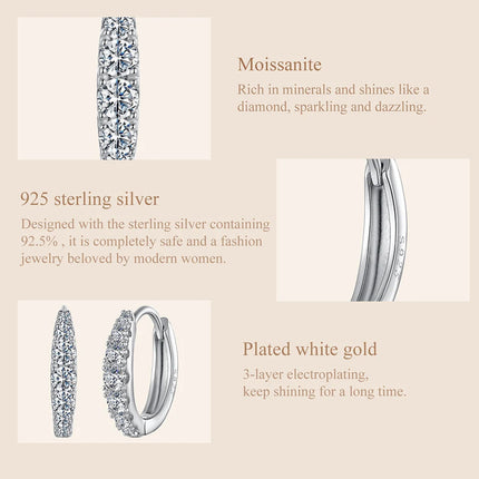 BAMOER Moissanite Huggie Hoop Earrings for Women, 925 Sterling Silver Hypoallergenic Earrings with White Gold Plated MSE092 PlatiNum