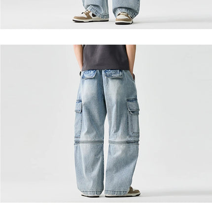 Pantaloni in denim Pantaloni casual alla moda stile americano da uomo Pantaloni larghi da uomo Hip Hop Jeans oversize Pantaloni in vita elastica da uomo