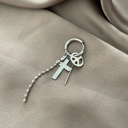 KPOP Orecchini coreani in acciaio inossidabile Donna Uomo Luna Piuma Catena Croce Orecchini punk geometrici Gioielli Hip Hop Unisex platinumshop