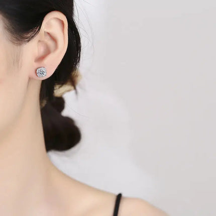 Promotion Moissanite Earrings for Women Pass Diamond Test Pen 100%  With Certificate Ear Studs 925 Sterling Silver Fine Jewelry PlatiNum