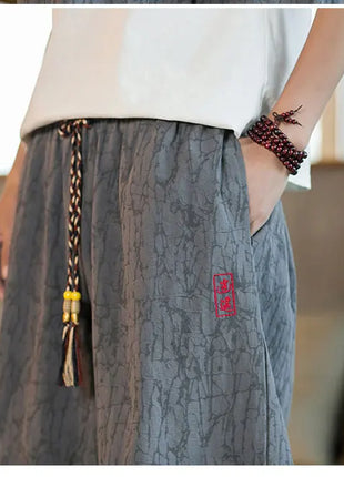 Kimono giapponese Pantaloncini tradizionali Pantaloni asiatici da uomo Samurai giapponese Pantaloni larghi da uomo in lino Yukata casual allentati
