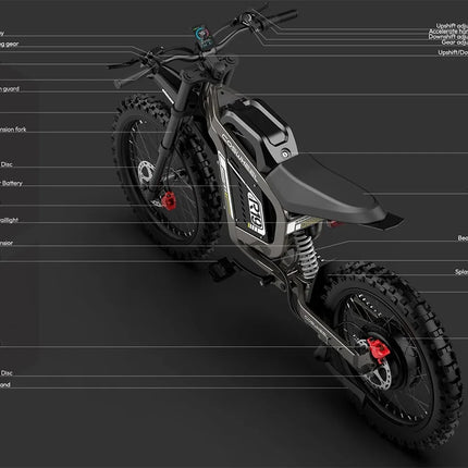 COSWHEEL R19 Bicicletta Elettrica 72V 40AH con Batteria al Litio, E-bike da Montagna per Adulti 9000W, Ciclomotore Elettrico da Uomo, E-truck da Strada