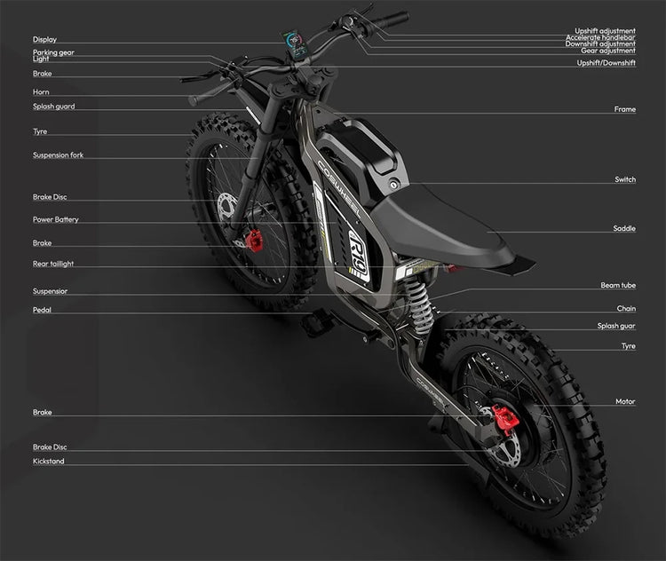 COSWHEEL R19 Bicicletta Elettrica 72V 40AH con Batteria al Litio, E-bike da Montagna per Adulti 9000W, Ciclomotore Elettrico da Uomo, E-truck da Strada