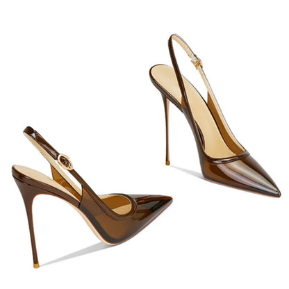 Summer Women High Heeled Shoes for Woman's Pointed Toe Ankle Thin Heels Mixed Colors Pumps Sexy Lady Patent Leather Party Shoes