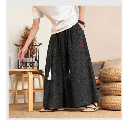 Pantaloni Kimono da Uomo Stile Giapponese Oversize Comodi Pantaloni da Bagno Uomo Samurai Giapponese Harajuku Casual Larghi Yukata Pantaloni a Gamba Larga