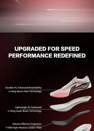 Li-Ning Unisex FEIDIAN 5 ELITE Racing Running Shoes SUPER BOOM LiNing CARBON-FIBER PLATE Shoes Anti-Slip Sneakers ARMV003 PlatiNum