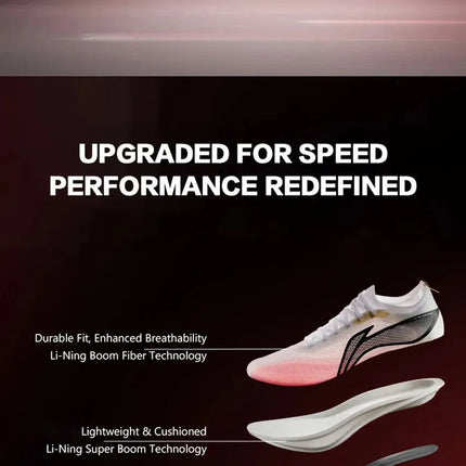 Li-Ning Unisex FEIDIAN 5 ELITE Racing Running Shoes SUPER BOOM LiNing CARBON-FIBER PLATE Shoes Anti-Slip Sneakers ARMV003 PlatiNum