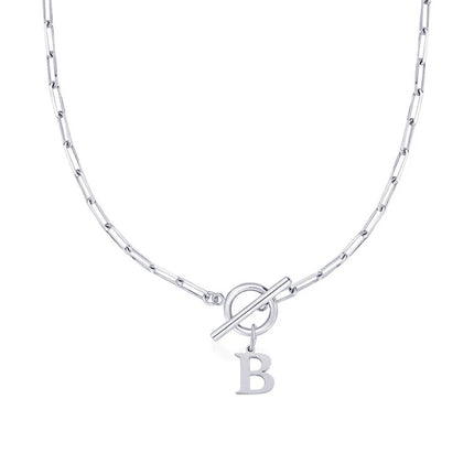 Women stainless steel Initial necklace A-Z Letter charms pendant Choker Women silvery Chain Ot Deduction Necklace For Women 2025 PlatiNum