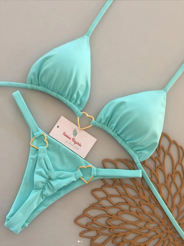 Micro Bikini 2025 Swimwear Women Swimsuit Sexy Brazilian Luxury Bikini Set Halter Green Biquini Push Up Pearl Beachwear Female
