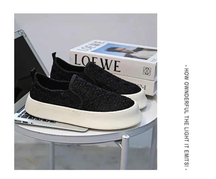 2025 Autumn New Fashion Shallow Mouth Casual Canvas Shoes for Men Breathable Comfortable Niche Design Versatile Chunky Sneakers