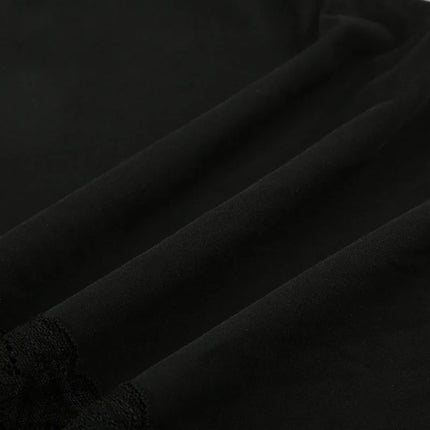 Halbkörperrock mit Sommersaum für Damen mit Spitzennaht und schwarzem, schmalen Halbkörperrock, sexy Disko-Hottie-Minirock-Kleid mit transparentem Unterrock