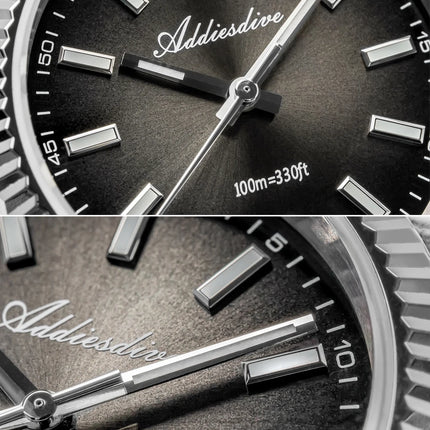 ADDIESDIVE Watch For Men Sapphire Glass Luminous 10Bar Diving Jubilee Strap 316L Stainless Steel VH31 Movement Quartz Watch