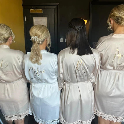 Indumenti da notte estivi personalizzati in pizzo Sposa e damigella d'onore Abito da sposa Abito personalizzato Champagne Kimono Accappatoio in seta Abito da notte in raso