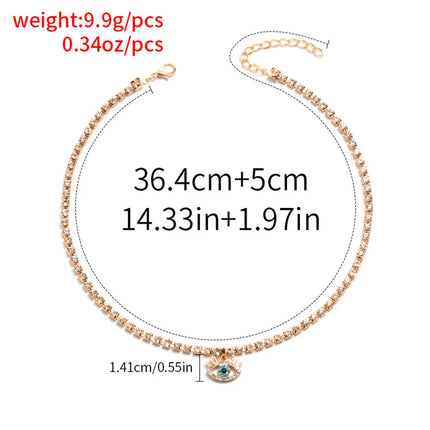 LXY-W Boho Fashion Gold-plate Simple Crystal Chain Eye Pendant Necklace For Women Vintage Female Choker Jewelry Gift Wholesale PlatiNum