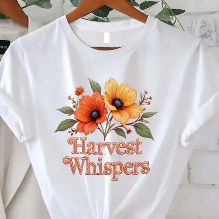 Comoda maglietta da donna con stampa "T-shirt con bouquet di mais del raccolto autunnale - Stile festivo della stagione autunnale"