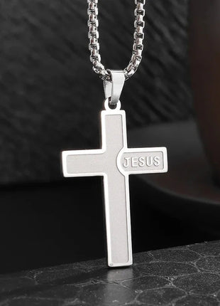 Vintage Christian Ice Crystal Jesus Head Pendant Necklace for Men and Women Cross Catholic Amulet Jewelry PlatiNum
