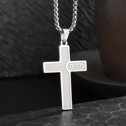 Vintage Christian Ice Crystal Jesus Head Pendant Necklace for Men and Women Cross Catholic Amulet Jewelry PlatiNum