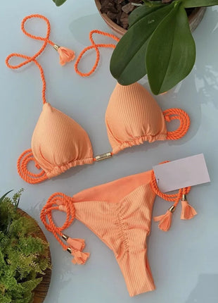 RUOTONSEPT Sexy Braiding rope Bandage Bikini Set Women's Swimsuit Two-piece Triangle Swimwear Bathing Suit Brazilian Biquinis platinumshop