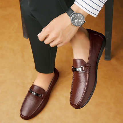Eleganti Mocassini Estivi in Pelle per Uomo, Scarpe Casual alla Moda, Leggere e Antiscivolo, Slip-on, Scarpe da Passeggio Primaverili ed Estive