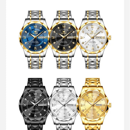 OLEVS Orologio da uomo al quarzo originale Orologio da uomo di lusso con calendario aziendale alla moda in acciaio inossidabile Orologio da specchio a forma impermeabile platinumshop
