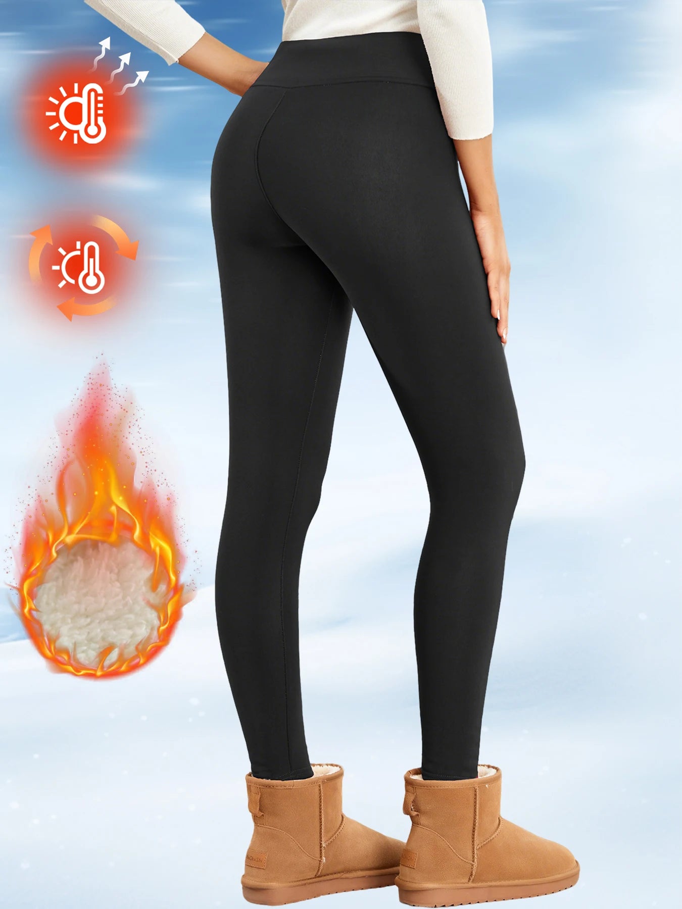 Fleece Women Leggings Thick Flared Pants High-Waisted Thermal Tights Tummy Control Winter Warm Legging Casual Wear