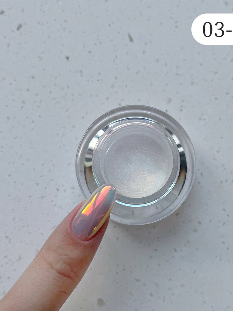 1 Box Moonlight Mirror Nail Powder Silver Fine Glitter Metallic Effect Pigment Gel Polish Chrome Holographic Nail Powder Nail Art Decorations