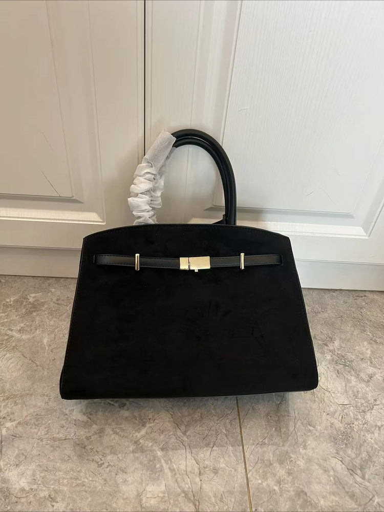 Borsa a mano di lusso in pelle martellata con chiusura in metallo, manico rigido, borsa professionale per affari e cerimonie