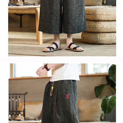 Pantaloni Kimono stile giapponese Pantaloni da bagno da uomo Samurai giapponese Harajuku Pantaloncini da uomo larghi casual Yukata Pantaloni a gamba larga Plus Size 5XL