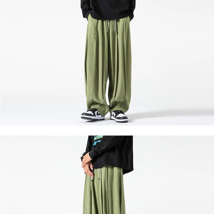 Pantaloni a Gamba Dritta da Uomo, Casual e alla Moda, con Vita Alta Elasticizzata, Stile Harajuku, Larghi, Streetwear, Taglie Fino a 5XL