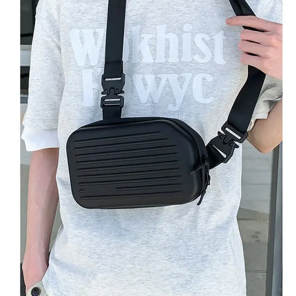 Borsa a tracolla rigida nera, leggera e portatile, per adulti, ideale per il trasporto quotidiano, lo shopping, le brevi camminate all'aperto e l'uso quotidiano.