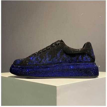 New Luxury Charming Men Showy Rhinestone Casual High Top Shoes Flats Male Designer Prom Sneakers Loafers Shoes Zapatos Hombre