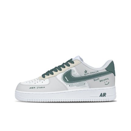 Nike Air Force 1 Cute Puppy Leather Abrasion Resistant Low top Skateboard Shoes Men's Asphalt Gray