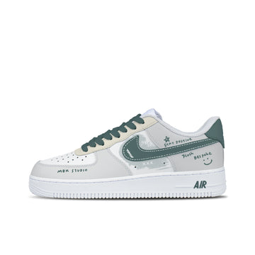 Nike Air Force 1 Cute Puppy Leather Abrasion Resistant Low top Skateboard Shoes Men's Asphalt Gray
