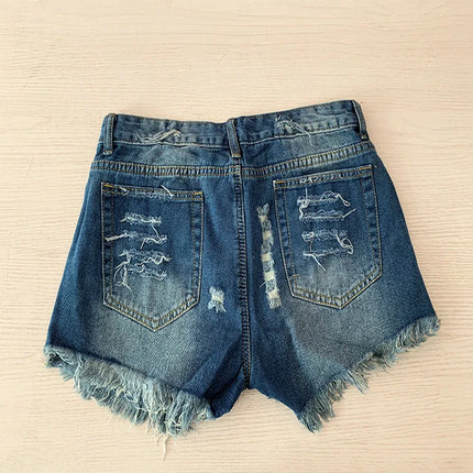 Shorts in denim con stampa stelle Y2K da donna, jeans europei e americani con frange