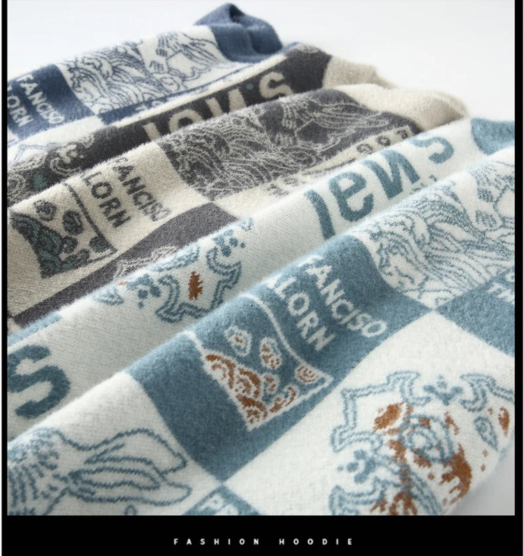 Men's Sweater New Autumn Winter Print Hip Hop Sweater Men Streetwear Print Pullover Tops Harajuku Couple Sweater