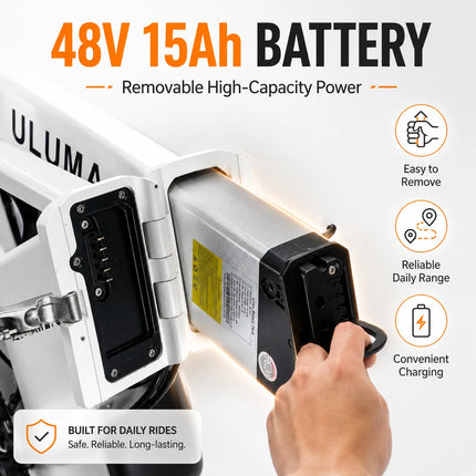 Bicicletta elettrica pieghevole PULUMA FM2.0 con motore da 500W, batteria rimovibile 48V15AH, pneumatici all-terrain da 20*4 pollici, e-bike da montagna per adulti, velocità 25-40km/h, freni a disco idraulici a 7 velocità,