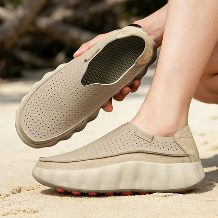 Mocassini da Uomo per Camminata all'Aperto, Scarpe Casual alla Moda, Scarpe da Passeggio in Pelle Morbida, Calzature Traspiranti per Guida, Mocassini Morbidi